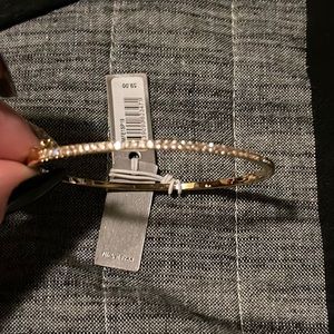 Cubic zirconia nickel free bangle,gold tone never worn